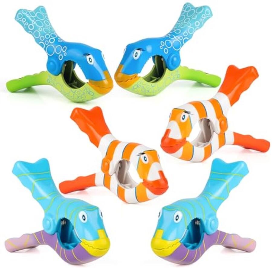 Handdoekklemmen voor Strandstoelen Set van 6 Kleurrijke Clips