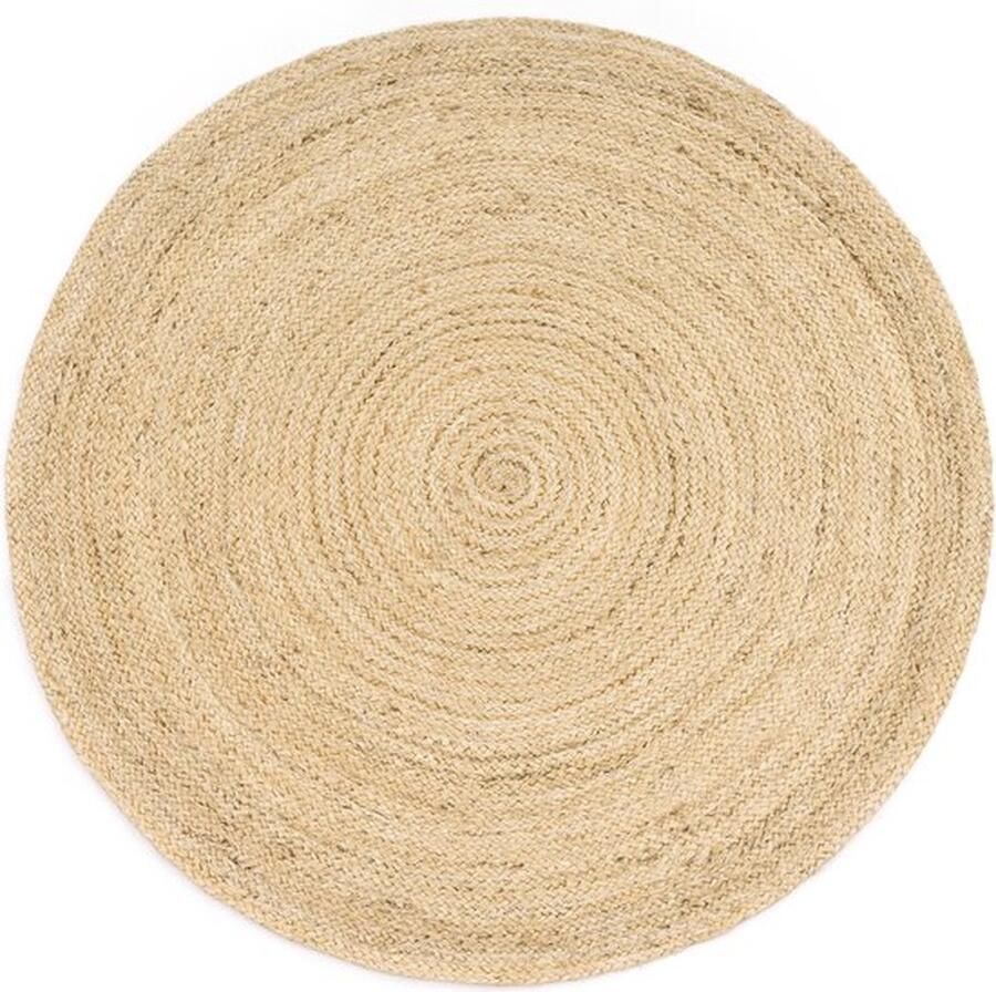Handgemaakt Jute Boho Vloerkleed voor Woonkamer Natuurlijk Rond Tapijt 120 cm Ethno Stijl