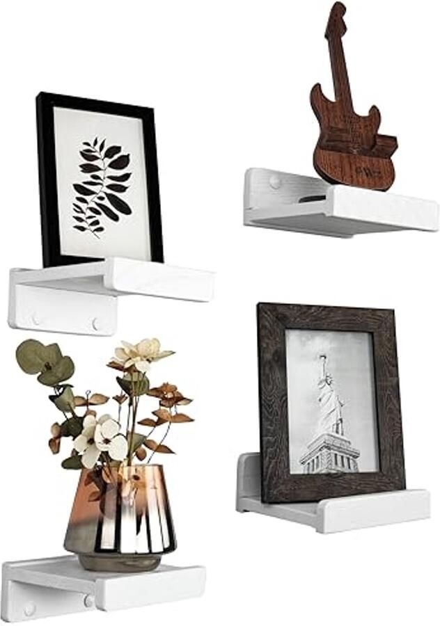 Handgemaakt klein wandrek moderne muurplank van hout set van 4 perfect voor badkamer woonkamer en keuken