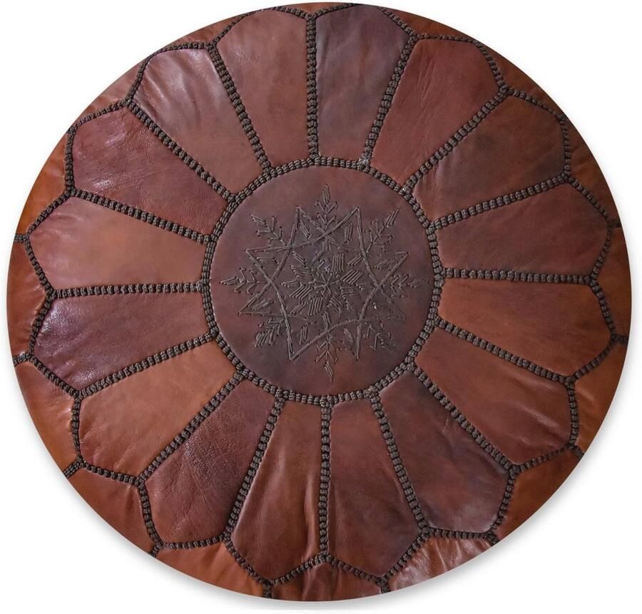 Handgemaakt Leren Poef Gevuld Ottomaans voor Zitplaats en Decoratie Multifunctioneel Kussen (Cinnamon)