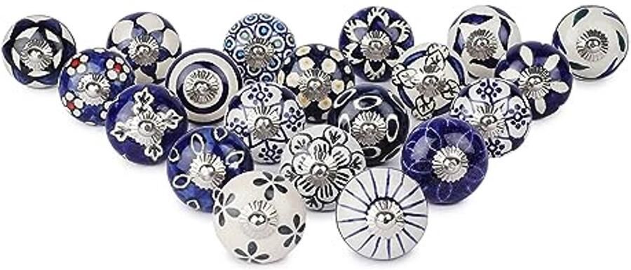 Handgemaakte Beschilderde Keramische Knoppen voor Meubels Glanzende Afwerking (Verpakking van 20)