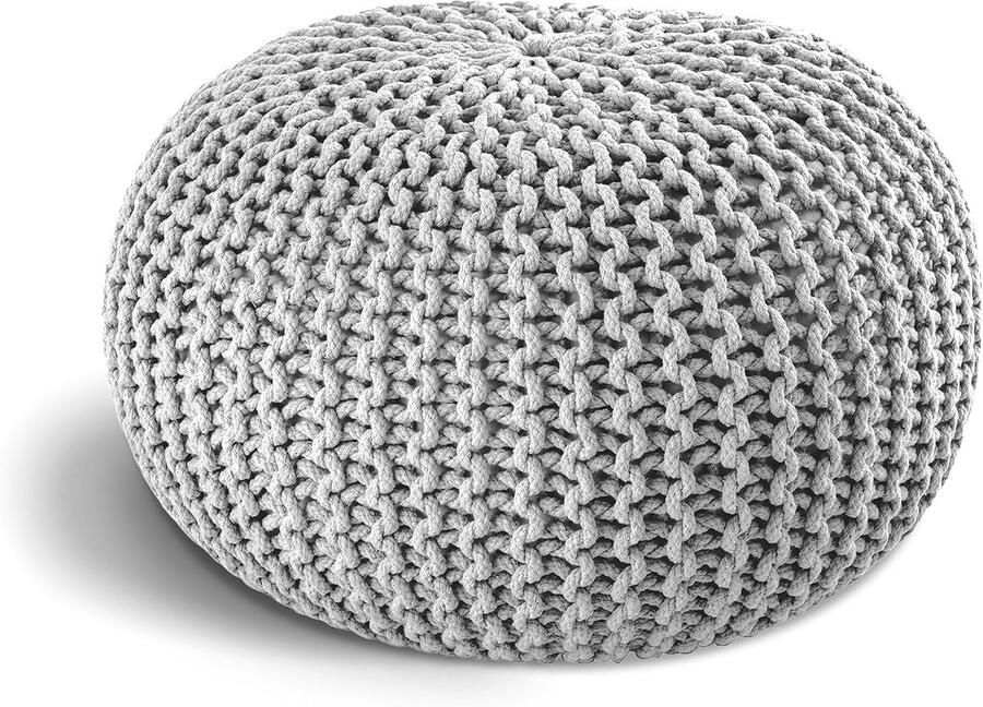 Handgemaakte gebreide zitzak Ø 55 cm of Ø 45 cm Voorzien van grof gebreide look Perfecte decoratie voor elke kamer