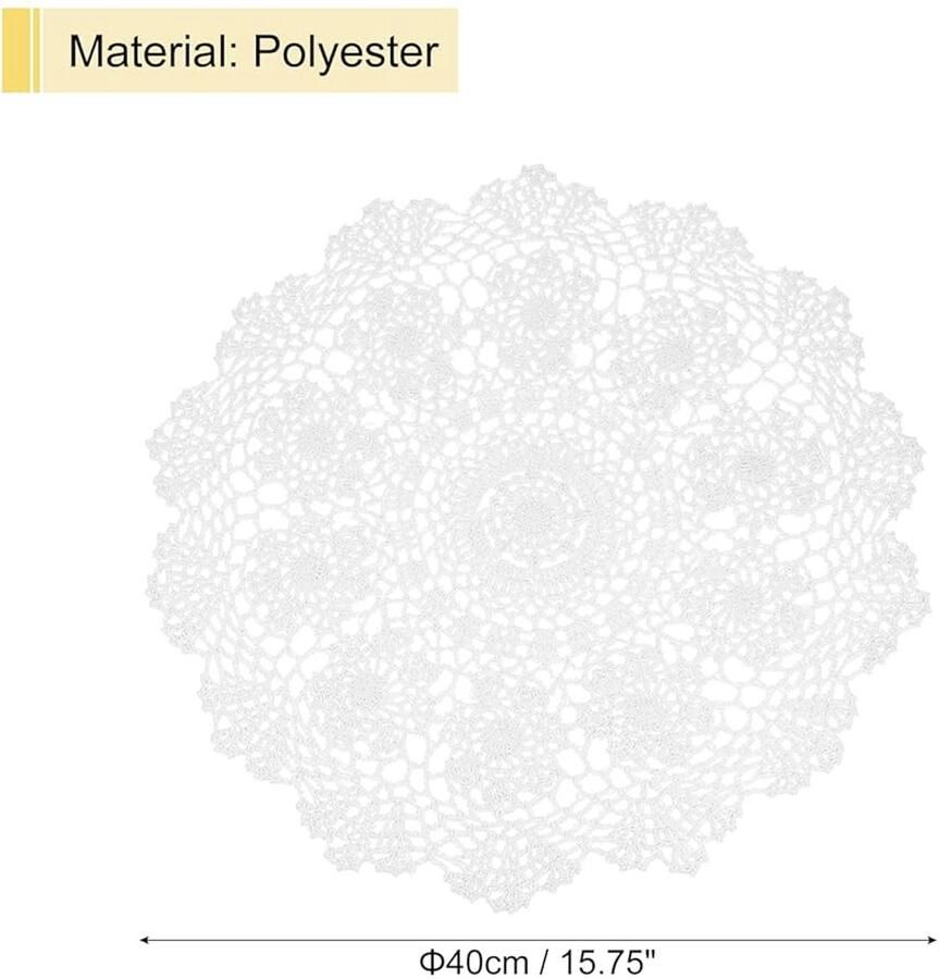 Handgemaakte gehaakte placemats Wit 40 cm
