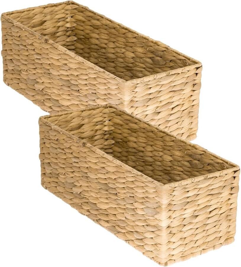Handgemaakte Gevlochten Opbergmanden van Waterhyacint voor Badkamer en Huis Set van 2