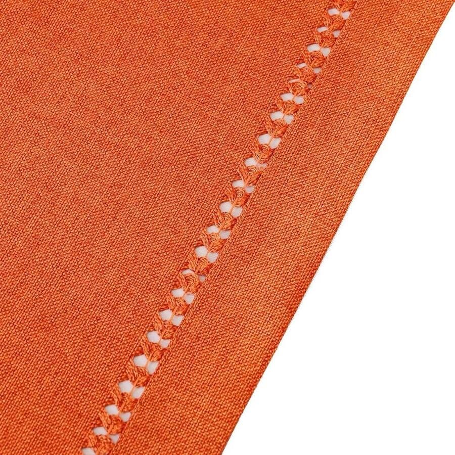 Handgemaakte hemstitch oranje tafelloper 1 stuk polyester 35 x 183 cm