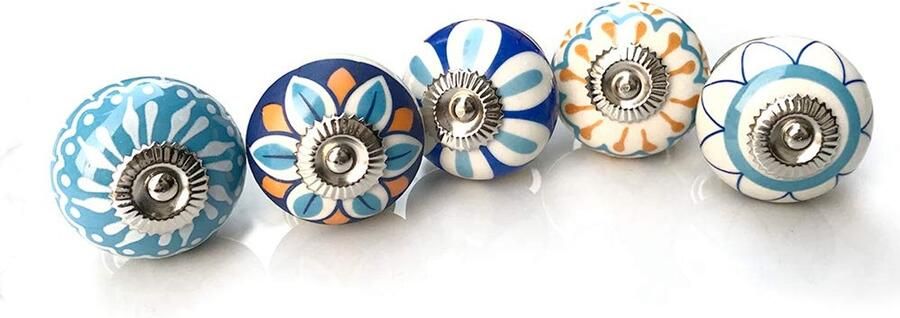 Handgemaakte keramische knoppen Meubeldecoratie handvatten 5 stuks veelkleurig