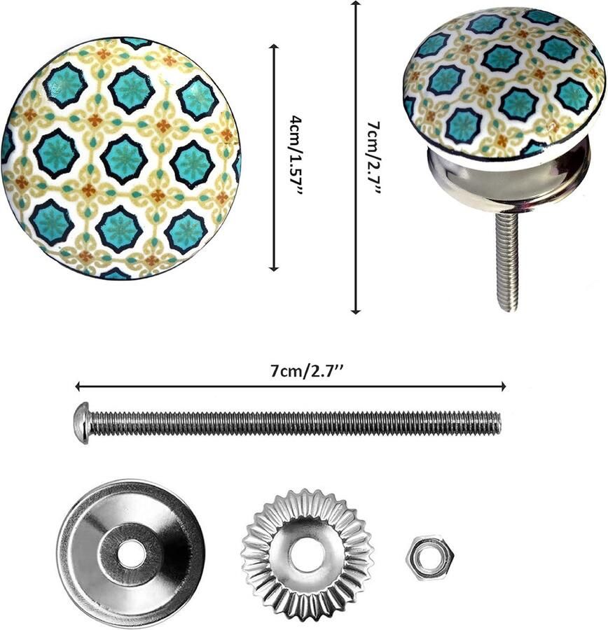 Handgemaakte keramische knoppen Set van 10 Kleurrijk 40mm