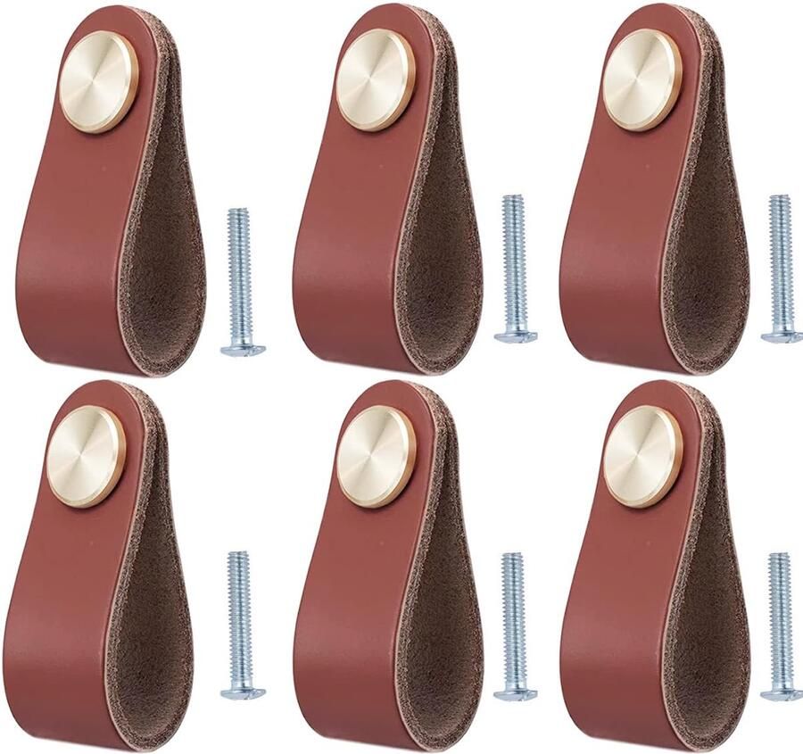 Handgemaakte lederen handgrepen voor meubels 6 stuks 6 4 x 2 5 cm