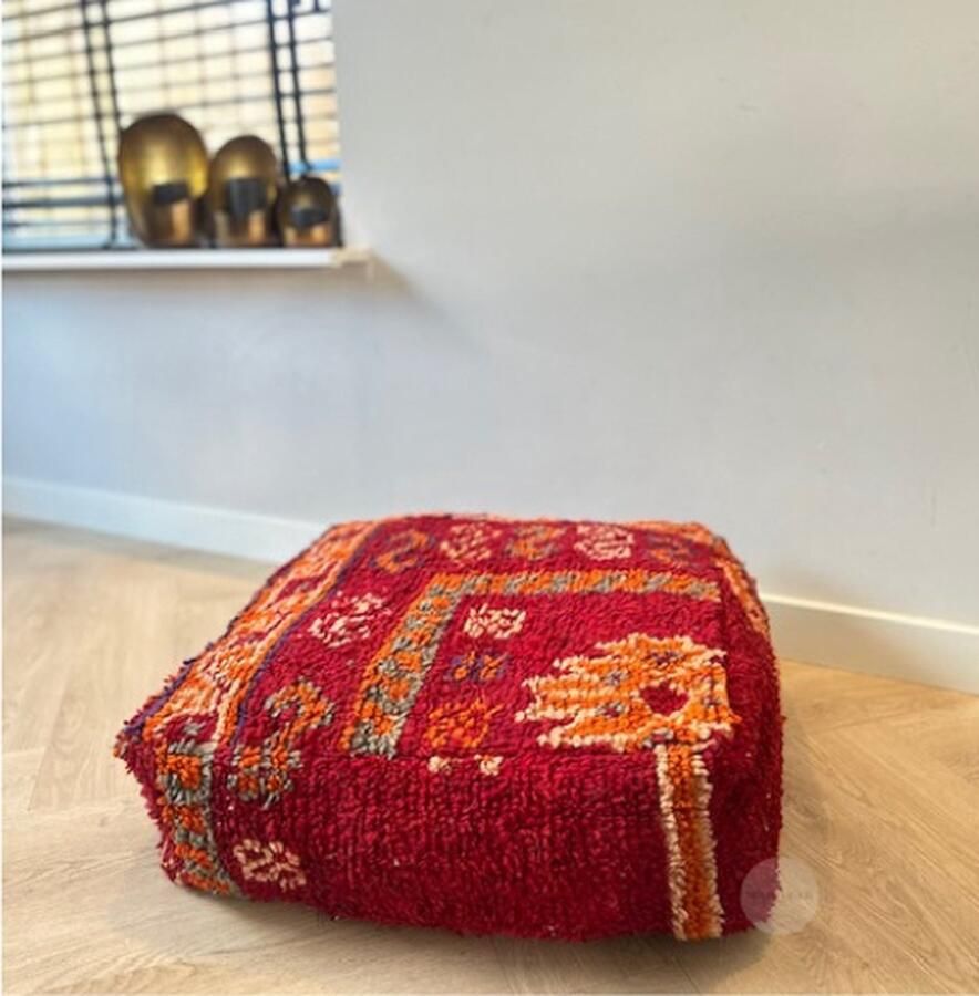Handgemaakte poef vloerkussen Marokko 60x60x20 ongevuld