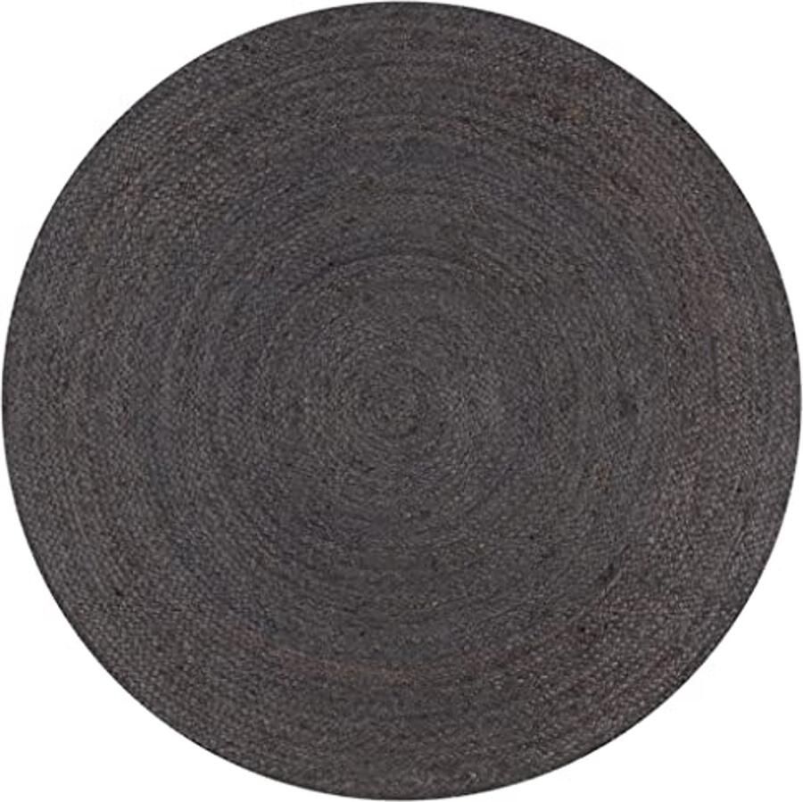 Handgemaakte ronde jute vloerkleed 90 cm in donkergrijs