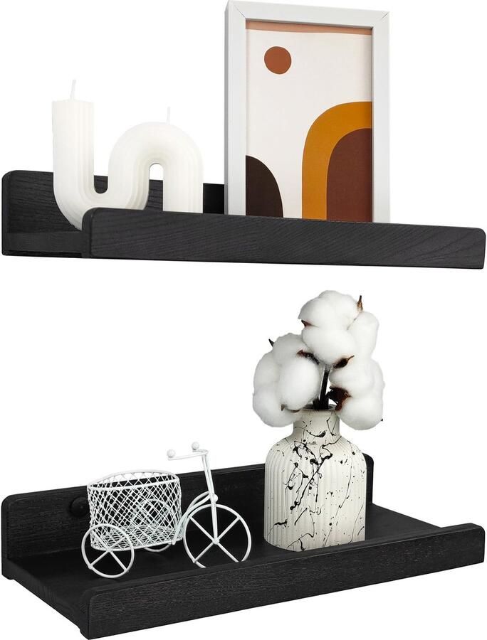 Handgemaakte wandplank zwart 30 cm houten wandplank set van 2 hangende plank wandmontage plankplank moderne zwevende plank smalle schilderijenplank voor badkamer woonkamer keuken slaapkamer