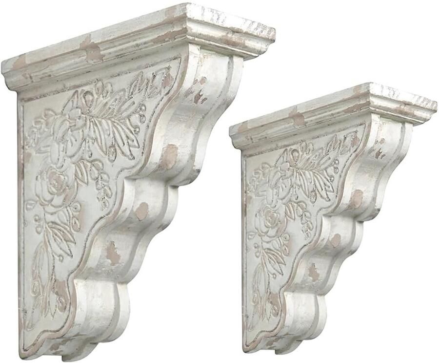 Handgemaakte wandplanken landelijke charme set van 2 wit hout