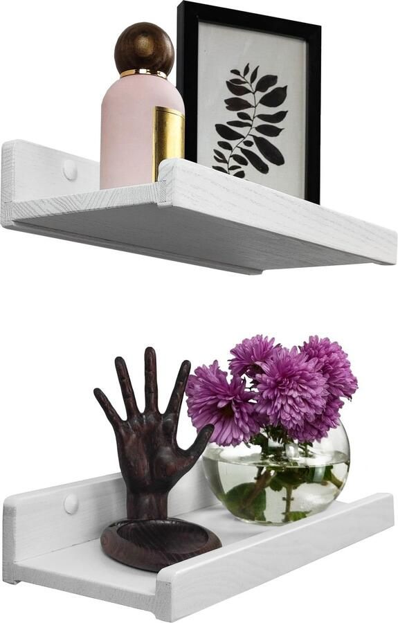 Handgemaakte witte wandplank 30 cm houten wandplank set van 2 hangende plank wandmontage plankplank moderne zwevende plank smalle schilderijenplank voor badkamer woonkamer keuken slaapkamer