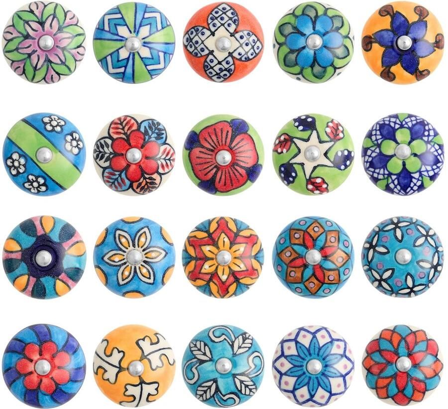Handgeschilderde keramische knoppen decoratief en duurzaam set van 20