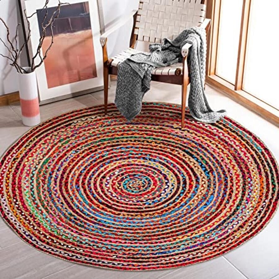 Handgeweven 10 cm rond kleurrijk jute Chindi vloerkleed voor boho interieur