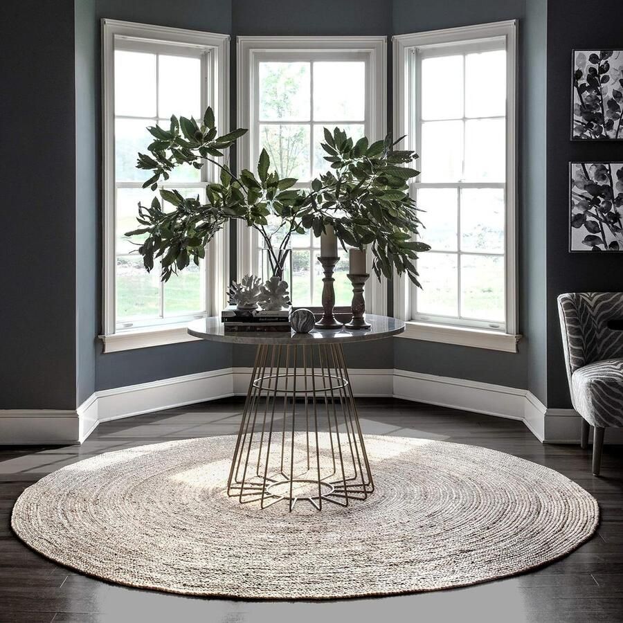 Hand geweven boerderij Jute Area Rug Natuurlijke vezelvloerkleed