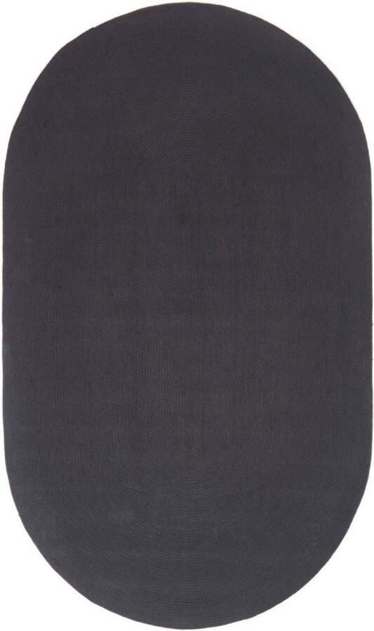 Handgeweven gevlochten vloerkleed in zwart 60 x 90 cm