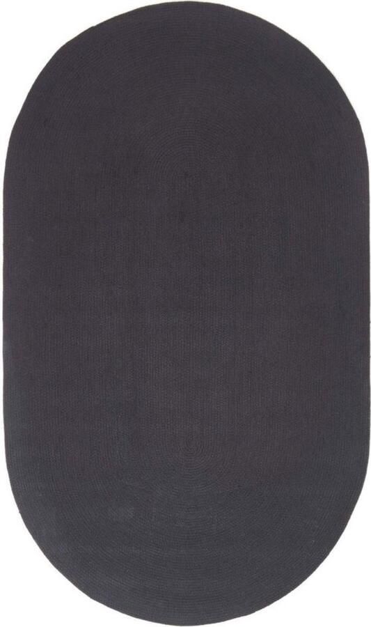 Handgeweven gevlochten vloerkleed in zwart 60 x 90 cm