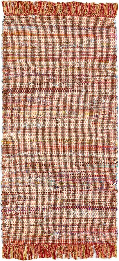 Handgeweven Katoenen Tapijt Natuurlijk en Stijlvol 1 stuk Oranje 60 x 120 cm