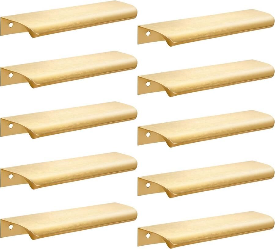 Handgreep 10 Stuks Handvat Aluminiumlegering Met schroeven Meubelhandvat Handgrepen Kast Onzichtbaar handvat Deurbeslag Keukenkastgrepen Verborgen handvat Meubelgrepen Ladegrepen Deurgreep Arc-greep Gatafstand 96mm -Goud