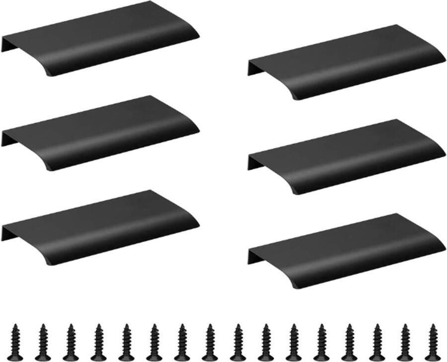Handgreep 6 stuks 150mm 128mm Gat Meubelhandgreep Handvaten Kast Meubelhandvat Ladegreep Deurgreep Aluminium Zwart Onzichtbare Plat Voor Keuken Kast Lade