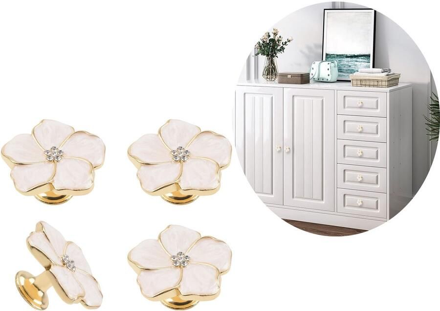 Handgreep Bloemvorm Lade Knoppen meubelknoppen Keuken Meubels Kast Handvat keukenhandvat Geschikt Voor kast dressoirdeur meubeldecoratie -handgreep Geschikt Voor thuisdecoratie kastknoppen ladeknoppen -4 stuks -Schroeven niet inbegrepen