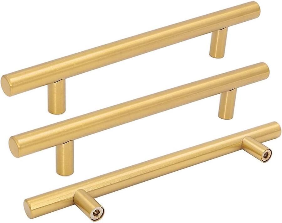 Handgreep Goud Rond Metaal 128 mm hartafstand Kast- keukenkast- lade- of deurgreep Ronde moderne handgreep inclusief schroeven Keukenhandgreep Meubelhandgreep Kasthandgreep Geschikt voor keukenkast Slaapkamer Lade Badkamermeubelde