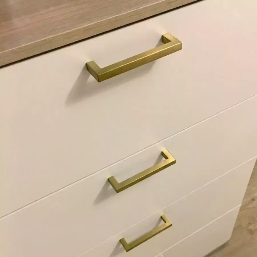 Handgreep Goud Vierkant RVS 160 mm Hartafstand Handvat voor Kast Keukenkast Lade Of Deurtje Vierkante Moderne Greep Inclusief Schroeven Keukengreep Meubelgreep Kastgreep
