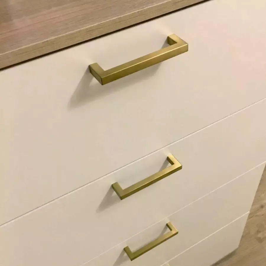 Handgreep Goud Vierkant RVS 192 mm Hartafstand Handvat voor Kast Keukenkast Lade Of Deurtje Vierkante Moderne Greep Inclusief Schroeven Keukengreep Meubelgreep Kastgreep