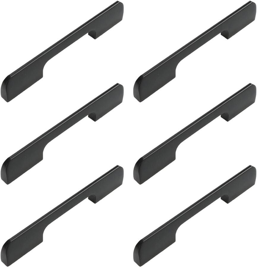 Handgreep Handgrepen keukenkastjes Handgrepen voor deurtjes Handgrepen Kast Meubelbeslag Keukengreep deurgreep Handgreep keukenkastjes Aluminium geschikt voor Keuken Kasten Laden Badkamer Kaptafels Zwart 128 mm 6 Stuks