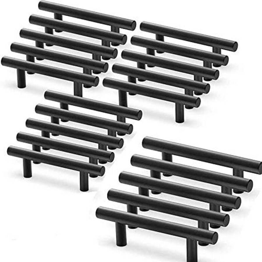 Handgreep-Keukengreep Handgrepen kast Handgrepen voor deurtjes Deurgreep Meubelgreep Meubelbeslag-Set van 20 zwarte keukenkasthandgrepen- roestvrijstalen zwarte cabine