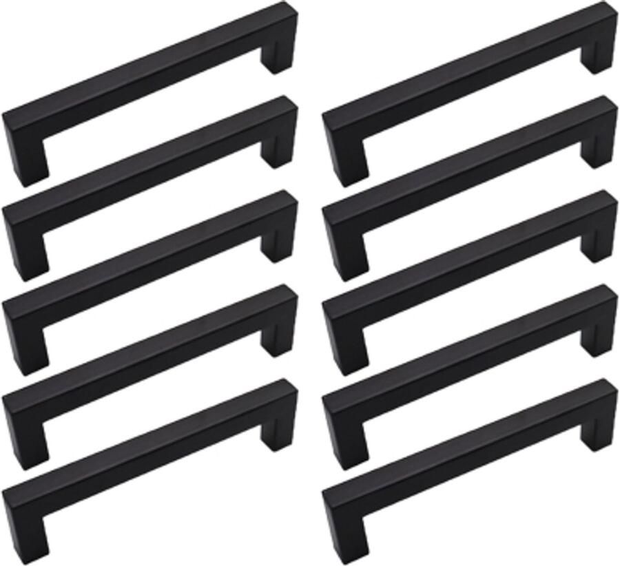 Handgreep zwart RVS 128 MM 10 Stuks Handgrepen keukenkastjes Handgrepen Kast Keukengreep -Handgreep keukenkastjes Handgreep kast Meubelbeslag Deurgreep zwart
