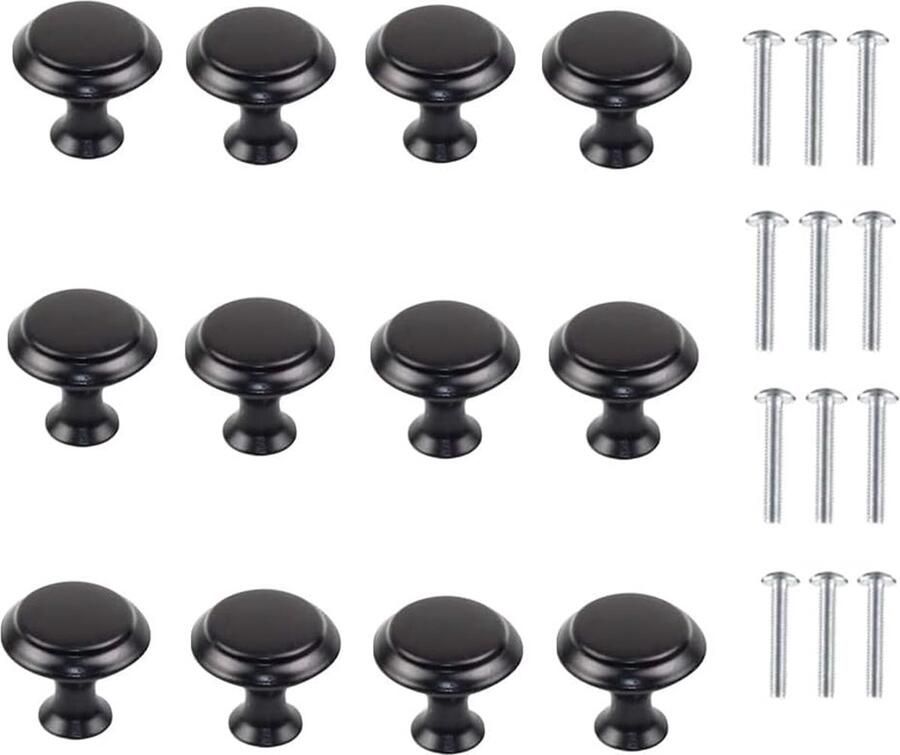 Handgrepen 18 Stuks Handgrepen Kast Meubelgrepen Keukengreep Antieke Knoppen 30MM Kastgrepen Handgrepen Keukenkastjes Meubelgreep Handgreep Keuken Deurgreep Ladegreep Incl Schroeven RVS Zwart Modern & Vintage - Foto 2