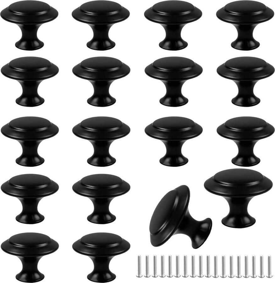 Handgrepen 18 Stuks Handgrepen Kast Meubelgrepen Keukengreep Antieke Knoppen 30MM Kastgrepen Handgrepen Keukenkastjes Meubelgreep Handgreep Keuken Deurgreep Ladegreep Incl Schroeven RVS Zwart Modern & Vintage