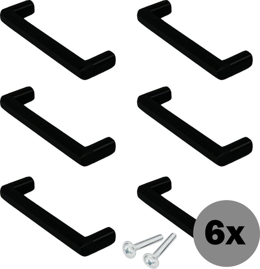Handgrepen 6 Stuks Zwart 96 mm Handgrepen voor Deurtjes Handgrepen Keukenkastjes Handgreep Inclusief Bevestiging
