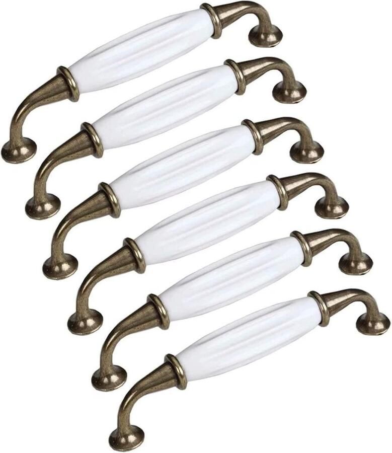 Handgrepen voor kasten 6 stuks goud wit 14.4*3.3 cm Zinklegering + keramiek Handgrepen Meubelgrepen Keukengreep Kastgrepen Handgrepen keukenkastjes Meubelgreep handgreep keuken ladegreep-Luxe-Handgrepen voor deurtjes-Deurgreep