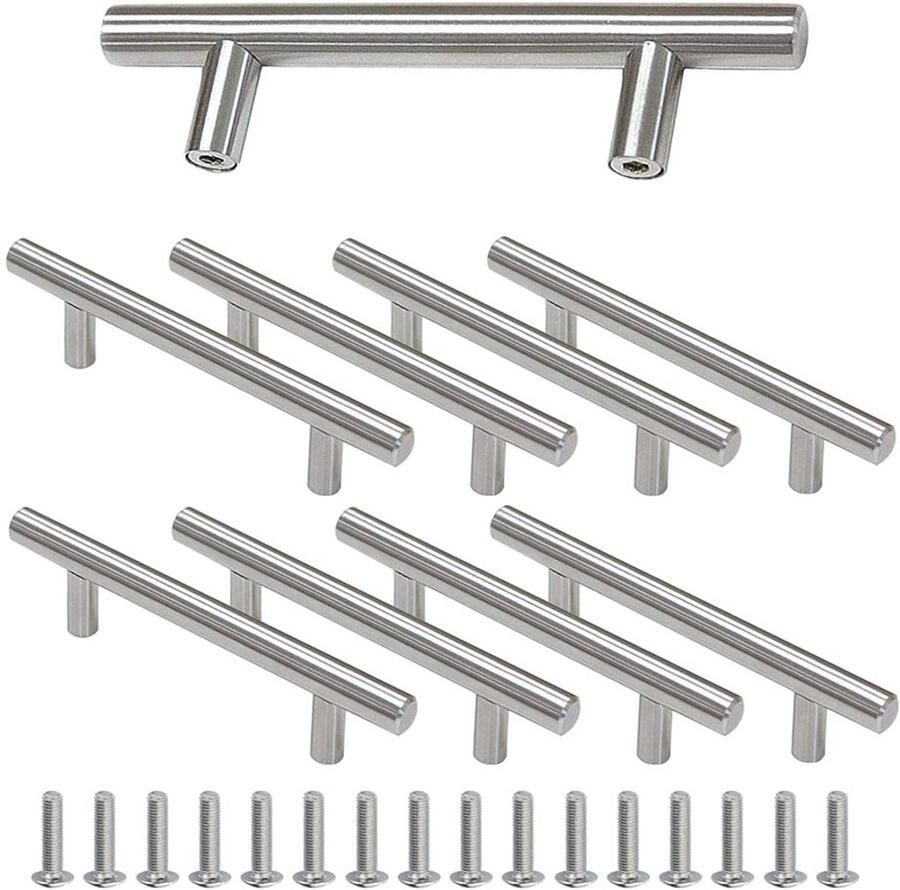 Handgrepen voor keukenkasten 8 stuks zilver roestvrij staal