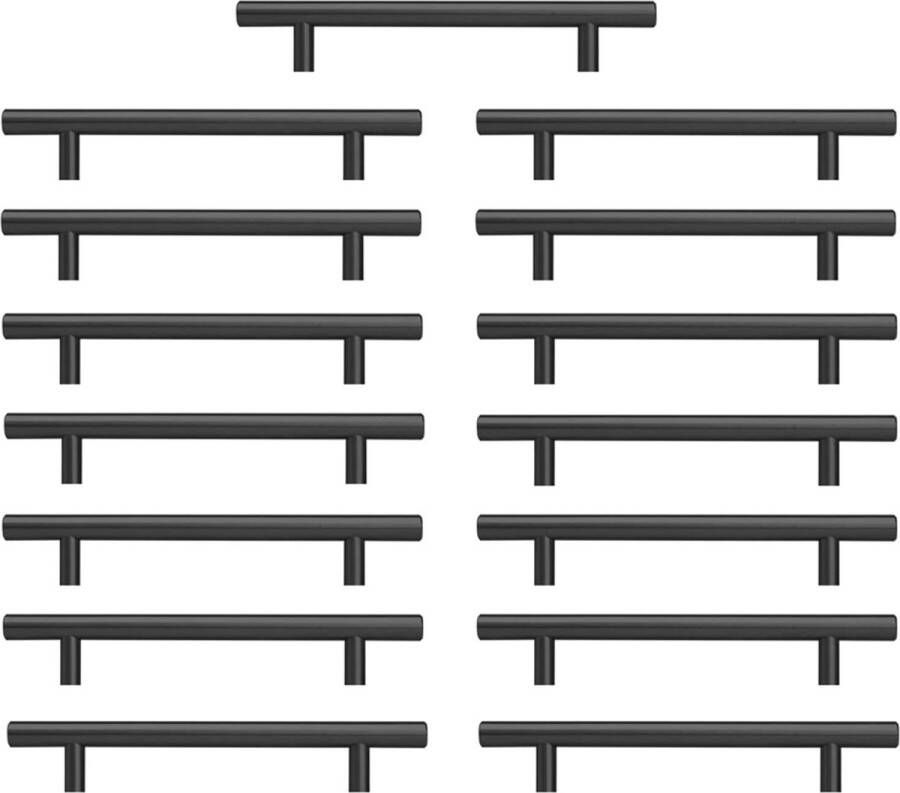 Handgrepen voor keukenkasten kastgrepen zwart 15 stuks 128 mm roestvrij staal spuitverf installatie van zwarte gaten