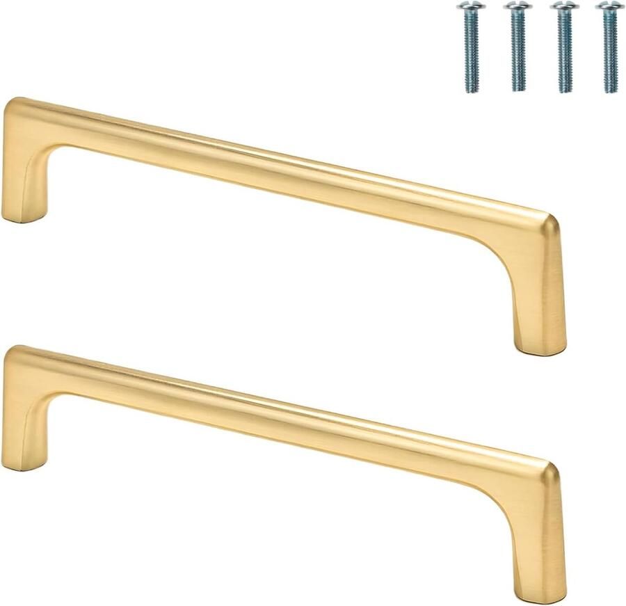 Handgrepen voor keukenkasten meubelgrepen gatafstand 160 mm goudkleurig trapsvormig design met 4 montageschroeven voor deuren laden kasten enz. 2 stuks