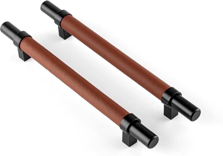 Handgrepen voor meubels van staal en volnerfleer zwart en bruin 4 stuks 200 mm 160 mm kastgreep deurgreep voor keuken badkamer Brute Strength cabinet handle black