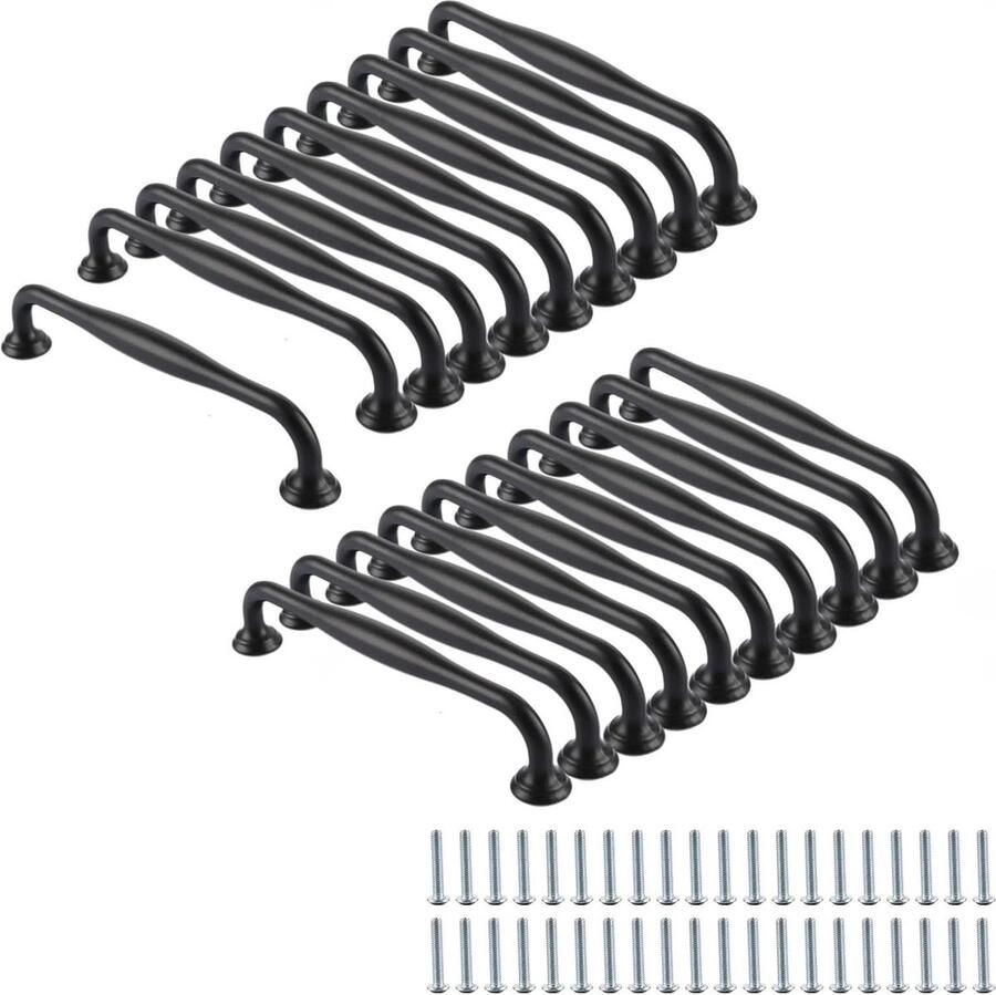 Handgrepen zwart 128 mm 20 stuks voor keukenkasten en meubels
