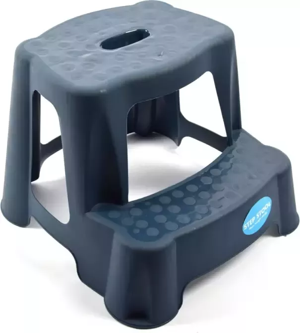 Handig Kindertrapje Krukje Opstapje Blauw Kunststof Antislip 2 Treden Max. 45 kg Badkamer Keuken Veilig voor Kinderen