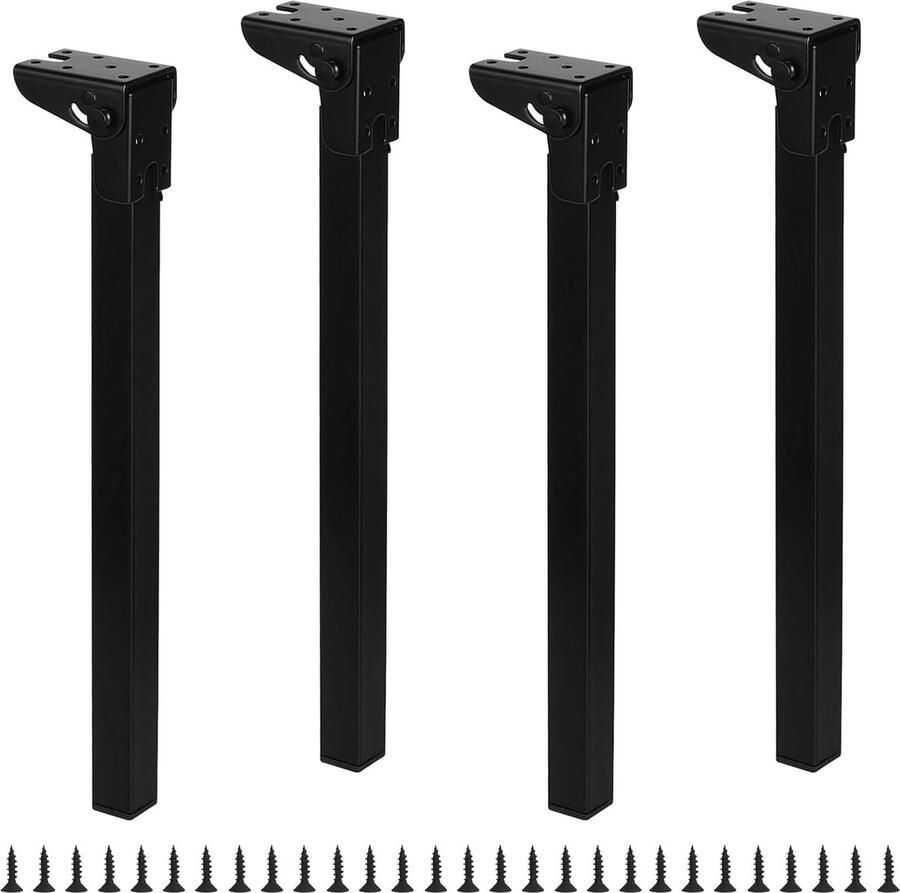 Luvetrex Handige 40 cm Opvouwbare Tafelpoten van Metaal Zelfsluitende Scharnieren Zwart Set van 4
