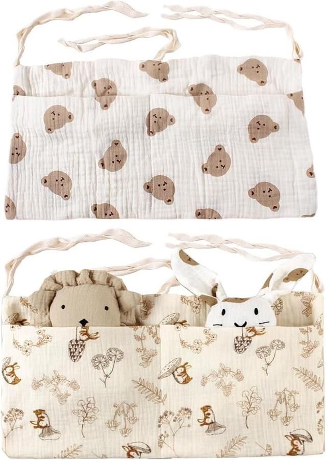 Luvetrex Handige Babybed Organizer voor Speelgoed en Verzorgingsartikelen 2 Stuks