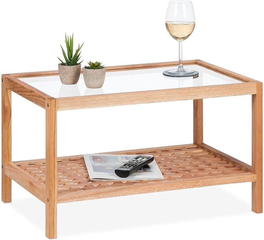 Handige bijzettafel veelzijdig en stijlvol 1 stuk walnotenhout en glas