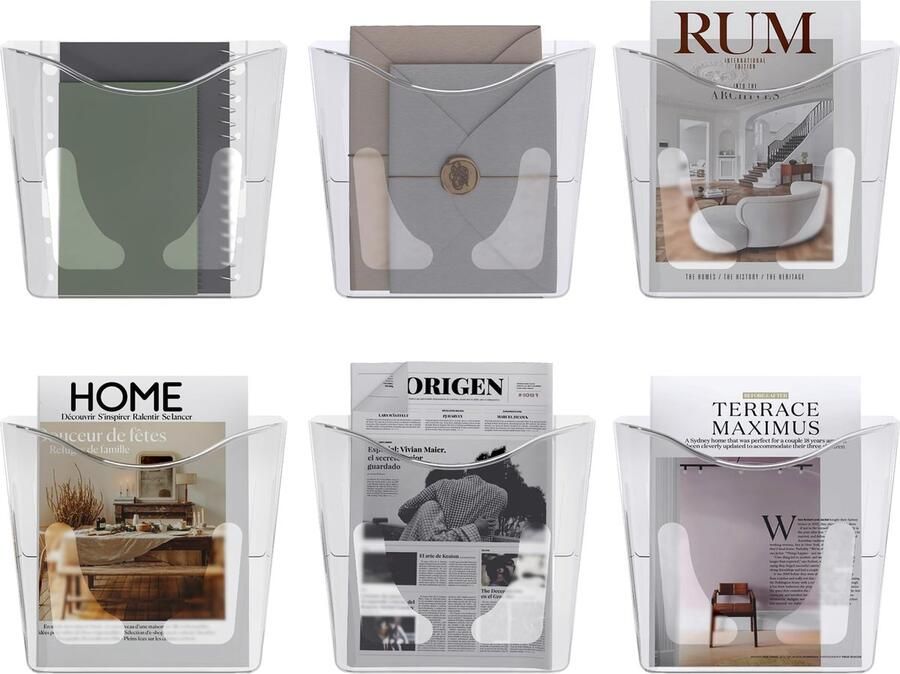 Ibenzoa Robuuste Acryl Documenten Organizer met Wandmontage 6 Stuks