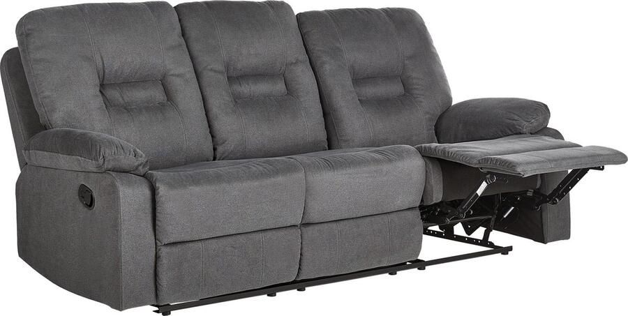 Beliani Handmatig verstelbare bank BERGEN II Stof Donkergrijs 3-zitter