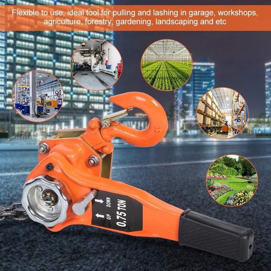 Handmatige Kettingtakel 075t 3 m Blok met Kettingschijf Katrol Hefapparaat Hefhoogte 984 ft