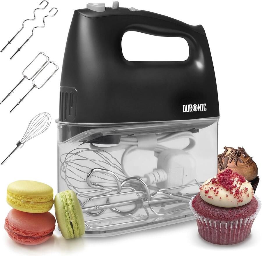 Handmixer 400W met 5 Snelheden en 5 Accessoires Inclusief Opbergcontainer Perfect voor Bakken