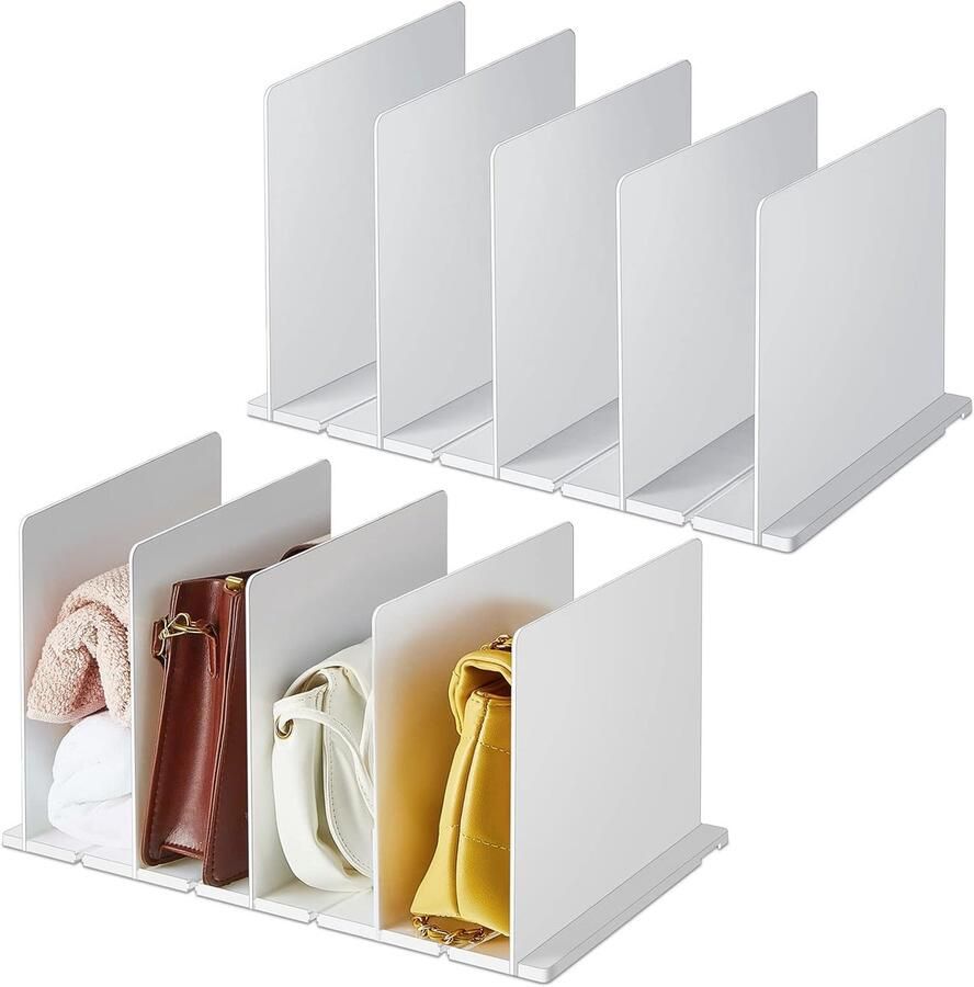 Handtassen Opbergplank 5 Partities Schaalbare Handtassen Verstelbare Plankverdeler Opbergplank Handtas Displayrek Tashouder Handtassen Familiekast Houdt Uw Tassen Boeken Publicaties En Kleding Rechtop Wit
